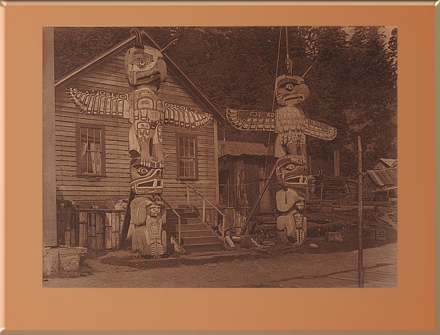 Carved Posts at Alert Bay copper photogravure plate
