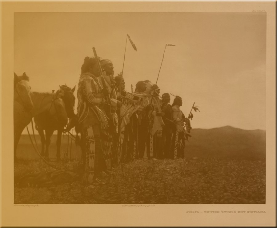 Awaiting the Scouts' Return &mdash; original Edward Curtis copper photogravure plate